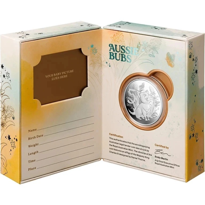 Aussie Bubs 2026 Baby 1oz Pure 999 Silver Bullion Coin Proof 5 Dollar Coin