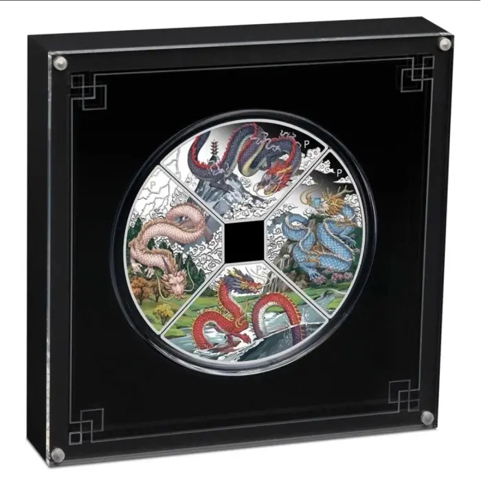 2024 Perth Mint Lunar Dragon Quadrant 1oz Silver Proof Coloured 4-Coin Set 99.99