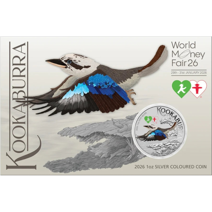 Australian Kookaburra 2026 1oz Silver Coloured Coin with Double Amplemann Privy