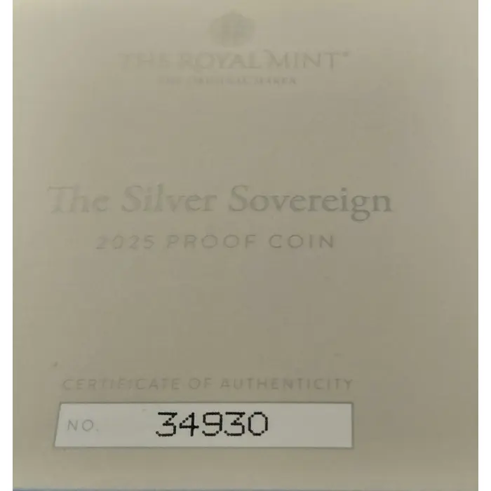 2025 Silver Soverign - The Royal Mint, UK