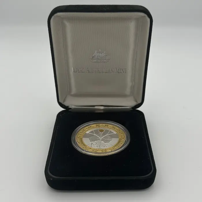 2000 Australia The Present $10 Silver Proof Gold-Plated Millennium Coin