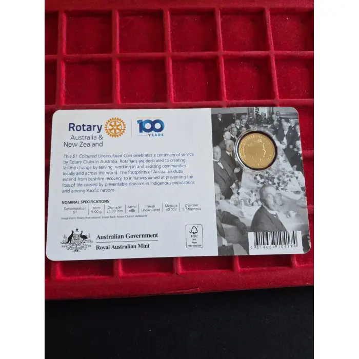 2021 COLOURED CENTENARY OF ROTARY $1