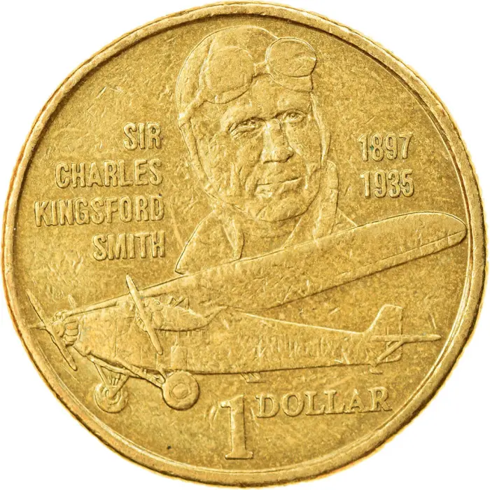 $1 1997 Sir Charles Kingsford Smith Heavily Circulated AUS One Dollar Coin
