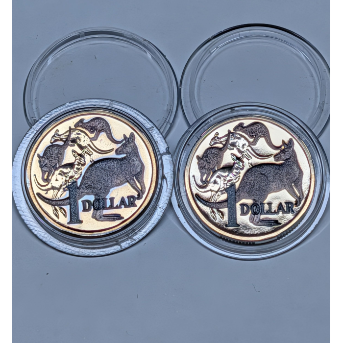 2014 $1 Mob of Roos Coloured CuNi/AlBr Coins in UNC Condition 
