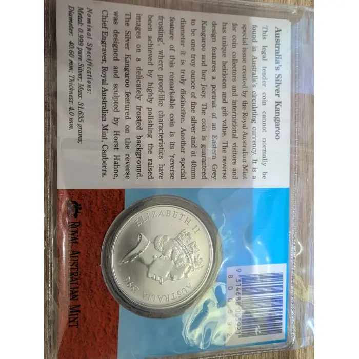 1996 Australia's Silver Kangaroo Fine silver 1oz 