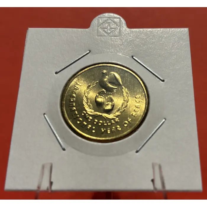 1986 $1 International Year of Peace  Uncirculated Coin in 2x2