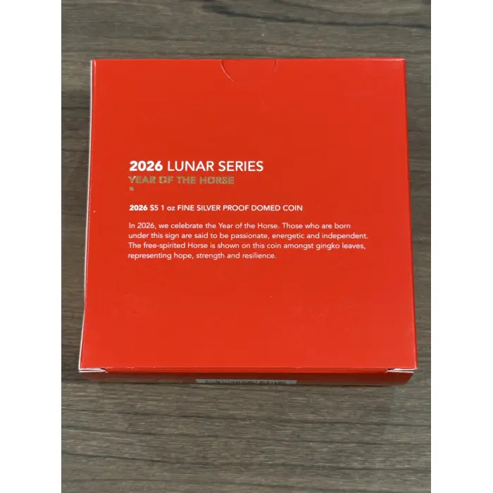 2026 $5 1 oz FINE SILVER PROOF DOMED  COIN - LUNAR SERIES YEAR OF THE HORSE