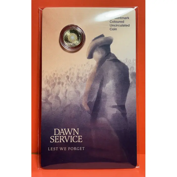 2026 $2 “C” Mintmark Dawn Service Coloured Uncirculated Coin on Large Card