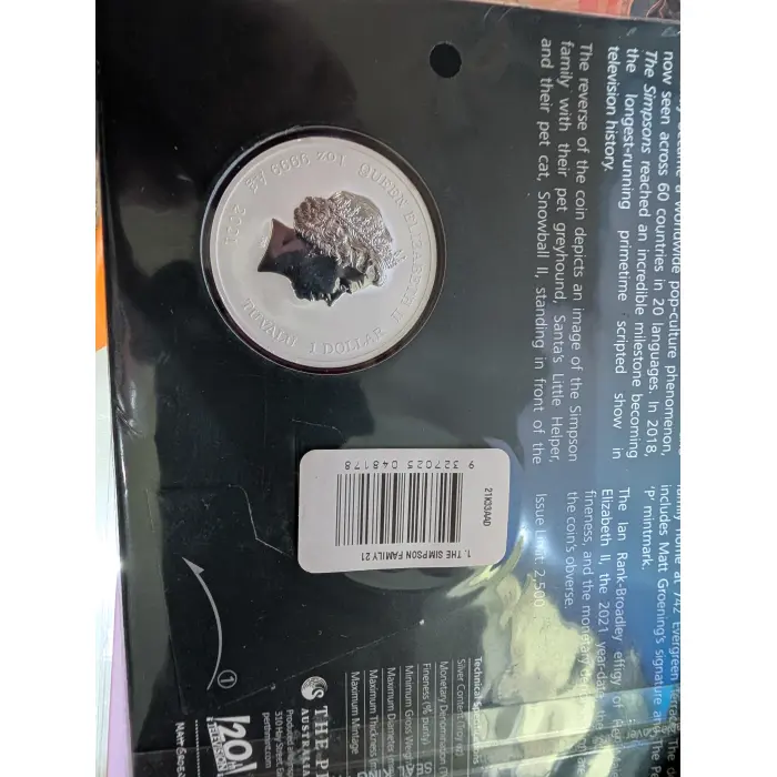 2021-P The Simpson Family 1oz Fine Silver Mintage 2500