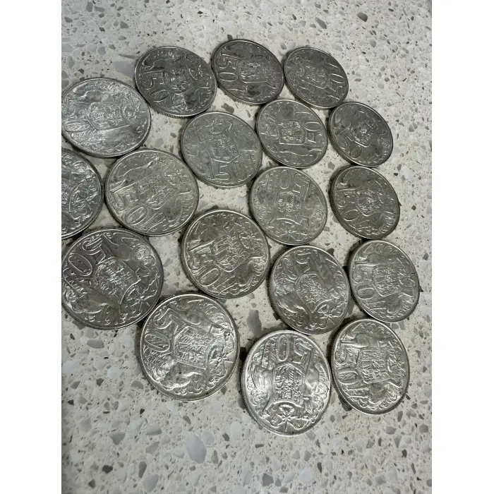 3 X Silver Round 1966 50 Cent Aust Coins - Random selection of 3 coins