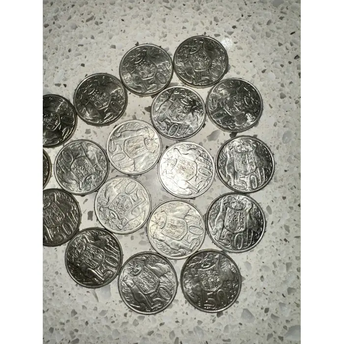 3 X Silver Round 1966 50 Cent Aust Coins - Random selection of 3 coins