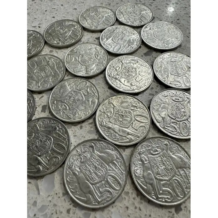 3 X Silver Round 1966 50 Cent Aust Coins - Random selection of 3 coins
