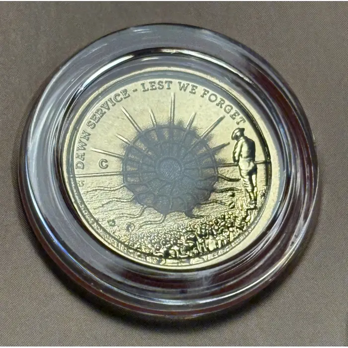 2026 $2 “C” Mintmark Dawn Service Coloured Uncirculated Coin on Large Card