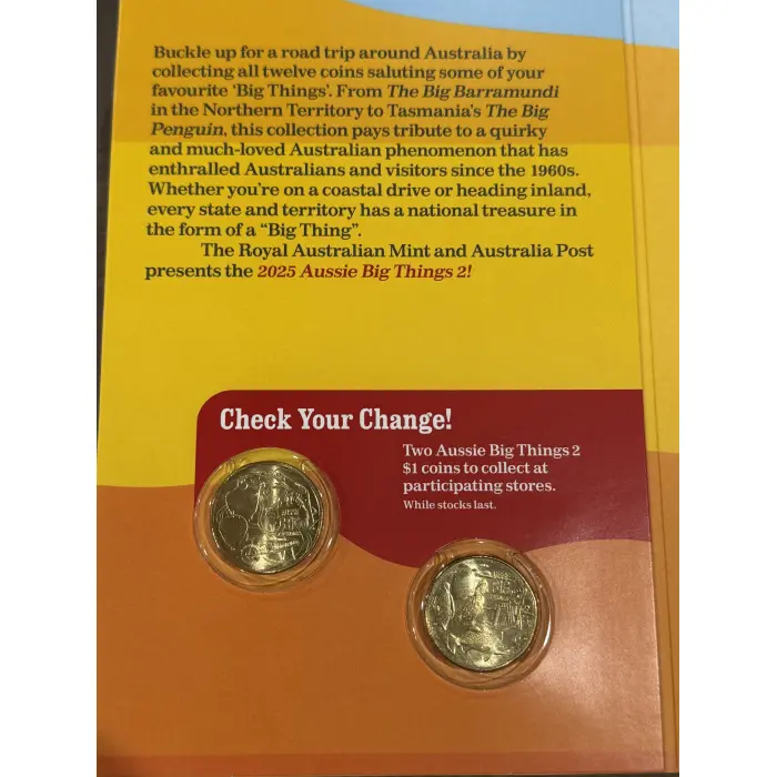 2025 $1 AUSSIE BIG THINGS 2 - FOLDER with coins + TWO TILL COINS