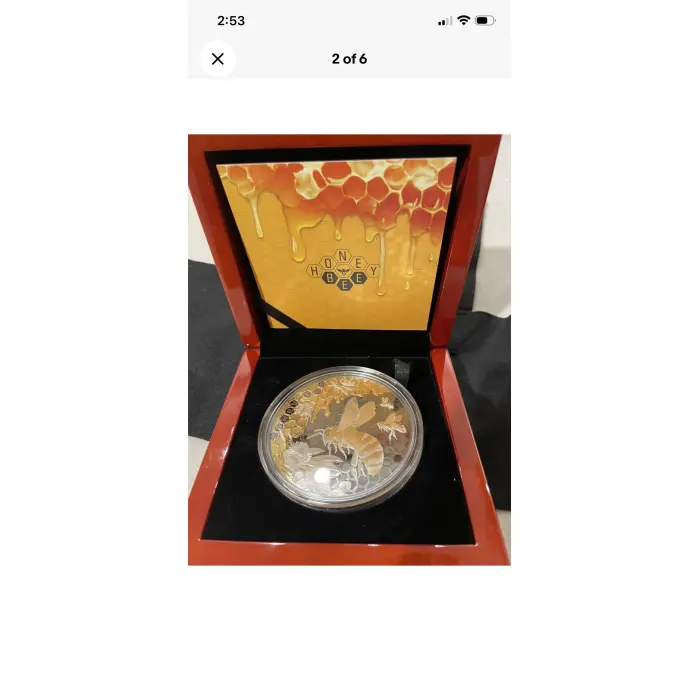 2026 Niue Honey Bee 5oz Black Proof Silver Coin - Gold Gilded - Mintage 350 - IN