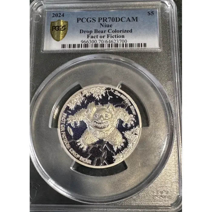 2024 $5 Drop Bear 2oz coin Graded PR70DCAM fact or fiction -only 4 in this grade