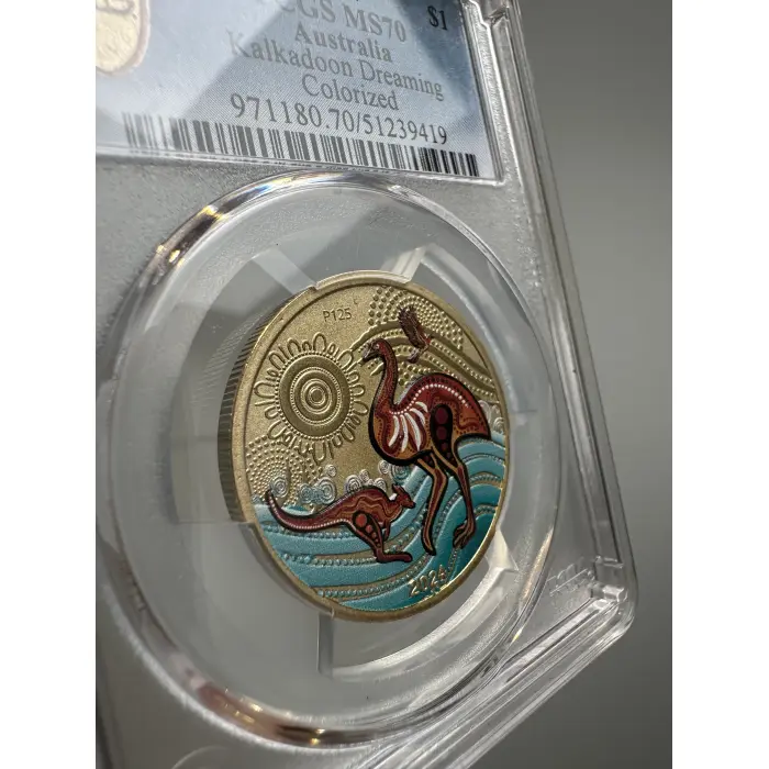 2024 Kalkadoon Dreaming PCGS MS70 Graded $1 Coloured Coin *TOP POP   