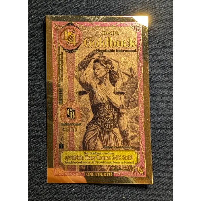 1/4 IDAHO GOLDBACK 1/4000oz GOLD