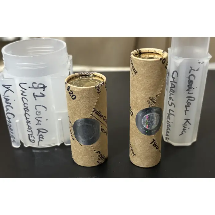FIRST ISSUE 2023 $1 and  2024 $2 King Charles III  Premium Coin Rolls 