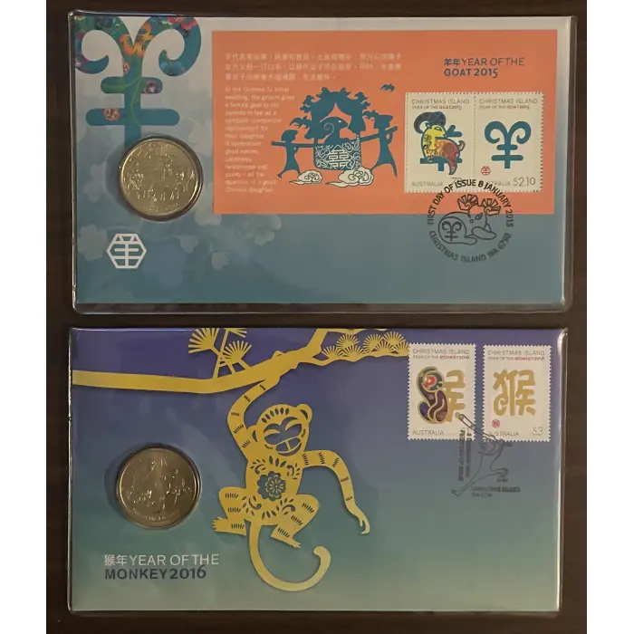 6x Postal Numismatic Covers (PNC) ‘year of the’ Chinese zodiac coin & stamp