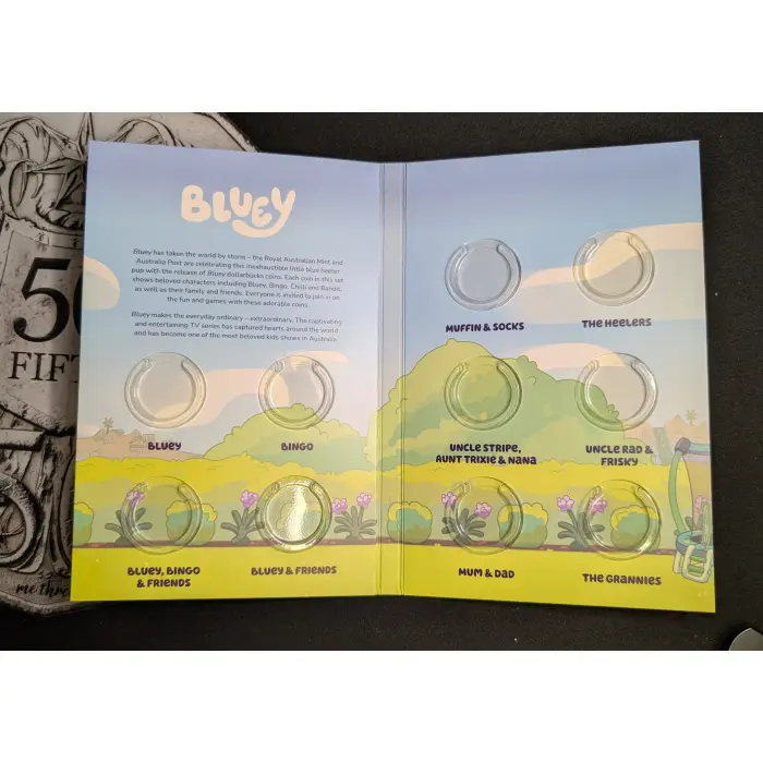 BLUEY 2024 $1 DollarBucks x 10 Coin Set Collection Complete Folder