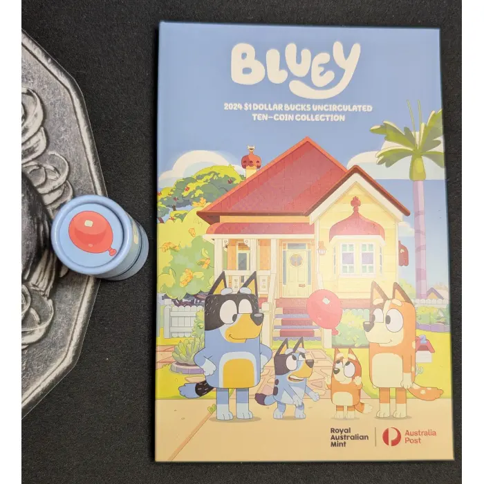 BLUEY 2024 $1 DollarBucks x 10 Coin Set Collection Complete Folder