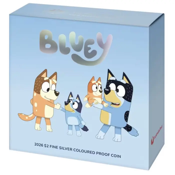 【希少】Bluey ブルーイ 2026 $2  記念 カラー 🐶2026 'Bluey' Fine Silver $2 Coloured Proof Coin🐶