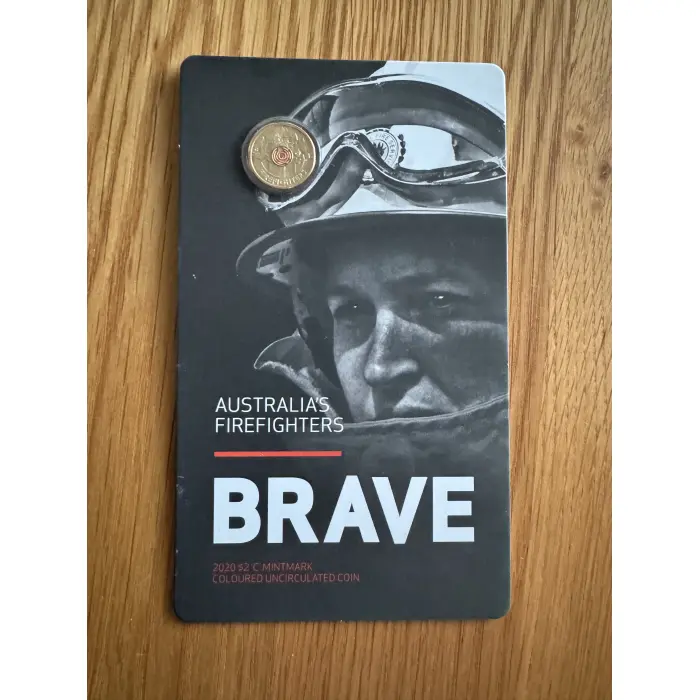 2020 $2 AUSTRALIA'S FIREFIGHTER  COLOURED C MINT CARDED COIN