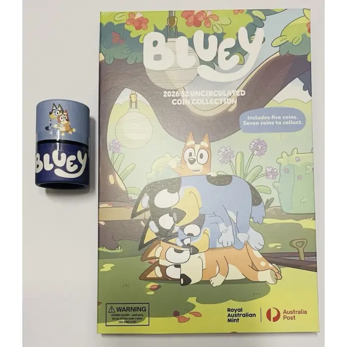 2026 Bluey Coin $2 UNC Collector Folder and 5 Coin in Sealed Tube 