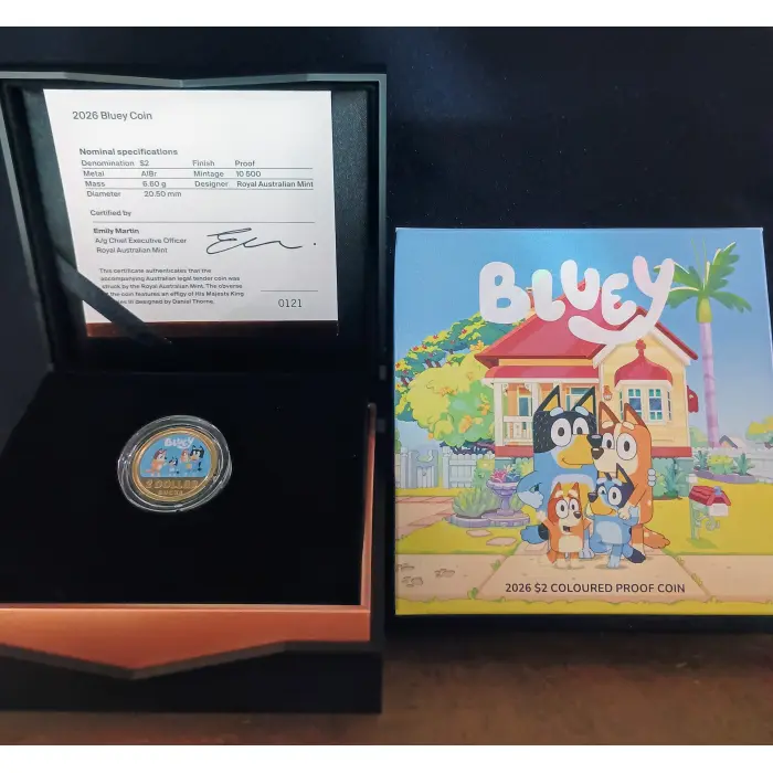 Bluey 2026 $2 Coloured Proof Coin - AlBr Bronze Coin (Low CoA