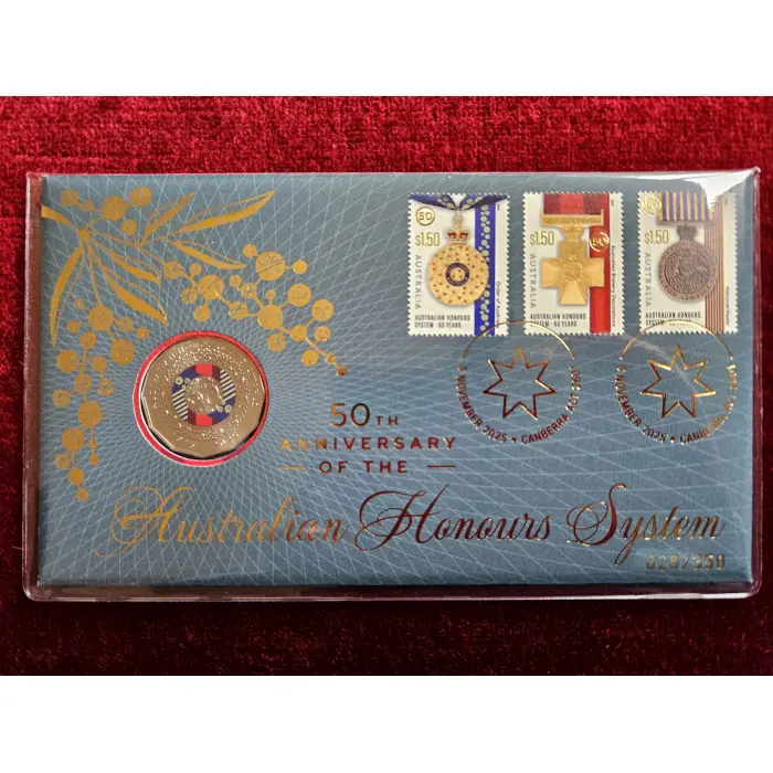 2025 50c 50th Anniversary of Aust Honours System Impressions PNC Mintage 350 