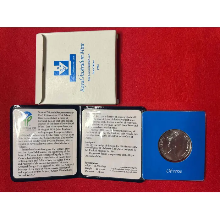 1985 $10 State Series “Victoria” Silver Unc