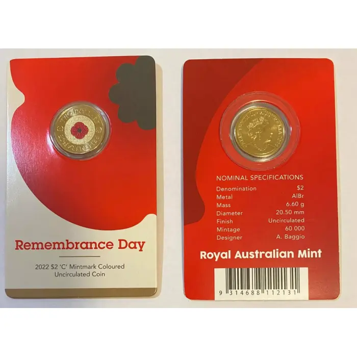 2022 ‘C mint marked’ $2 red poppy mint condition