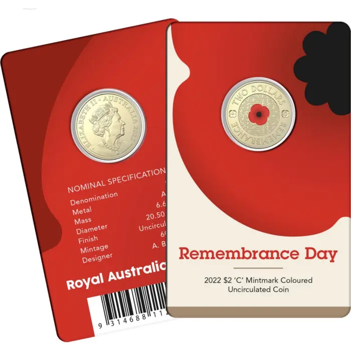 2022 ‘C mint marked’ $2 red poppy mint condition