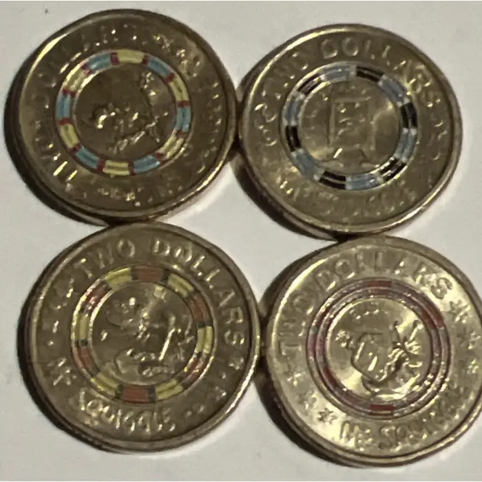 2019 Mr Squiggle circulated set of 4 two dollar coins 