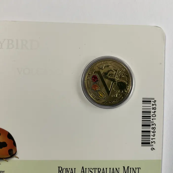 Set of 3 2015 $1 Aussie Alphabet Colour Frosted UNC Coins Inc U, Y, & V 