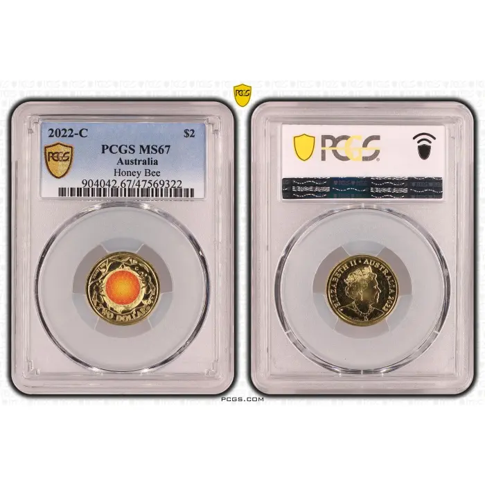 2022 $2 Honey Bee Coloured C-Mint Coin PCGS MS67 Graded