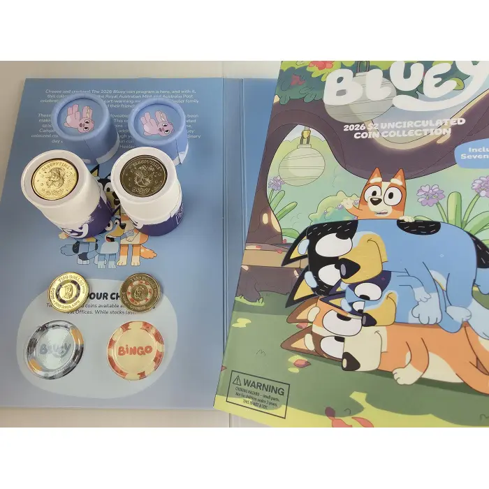2026 $2 BLUEY OPENED TUBE/FOLDER SET INCLUDES 2 X TILL COINS 