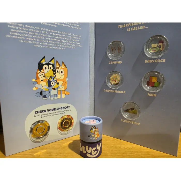 2026 $2 Bluey  5 coin folder & tube set with 2 x till coloured coins