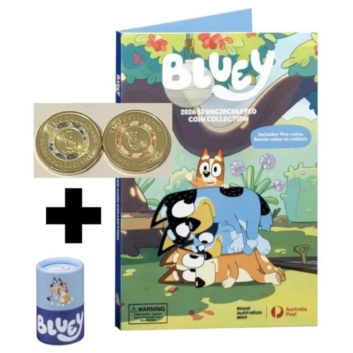 2026 Bluey $2 Uncirculated Folder and sealed tube Set with two till coins