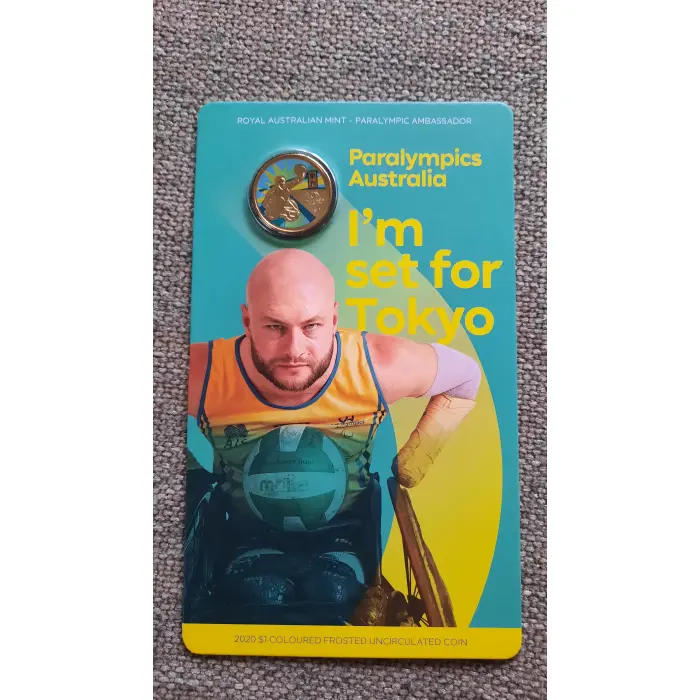 2020 Australian Paralympic Team - Ambassador Chris Bond $1 Coloured Coin on Card