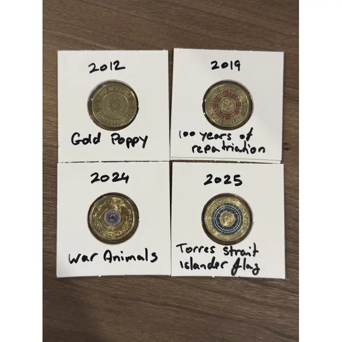 CIRC $2 bundle, 2012 Gold Poppy, colored 2019, 2024 & 2025