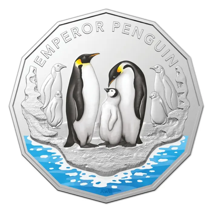 🐧 2023 Fifty Cent 50c Aust Antarctic Territory Emperor Penguin Unc Coloured 💦