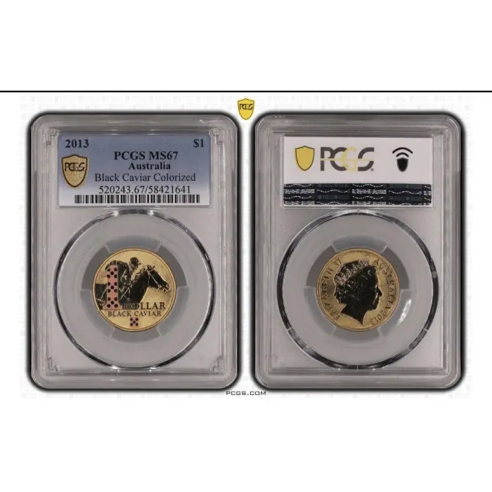 2013 Australia $1 Coin Black Caviar Colorized PCGS MS67