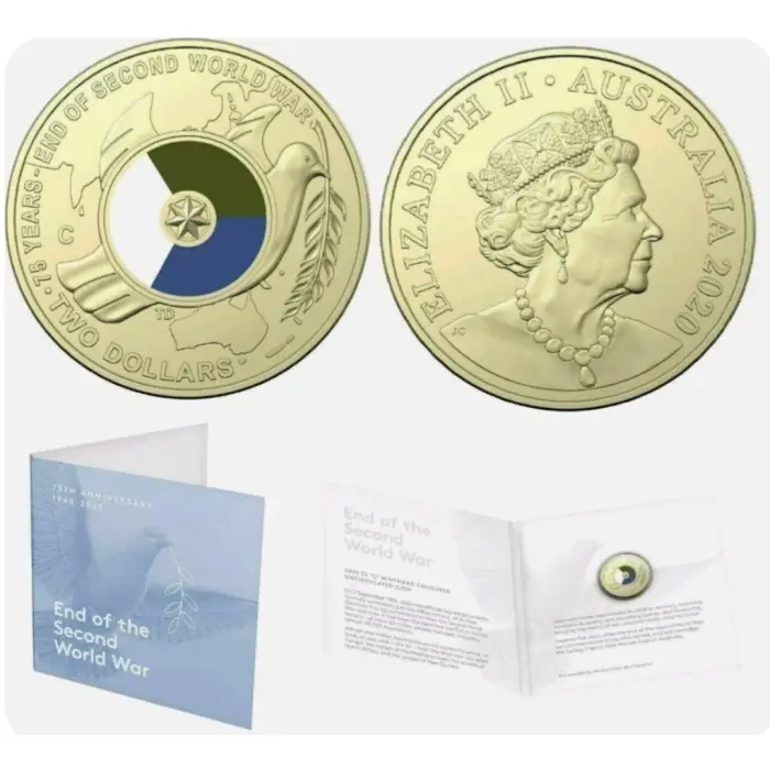 2020  75th Anniversary  End of World War II $2 Coin C Mintmark carded unc 