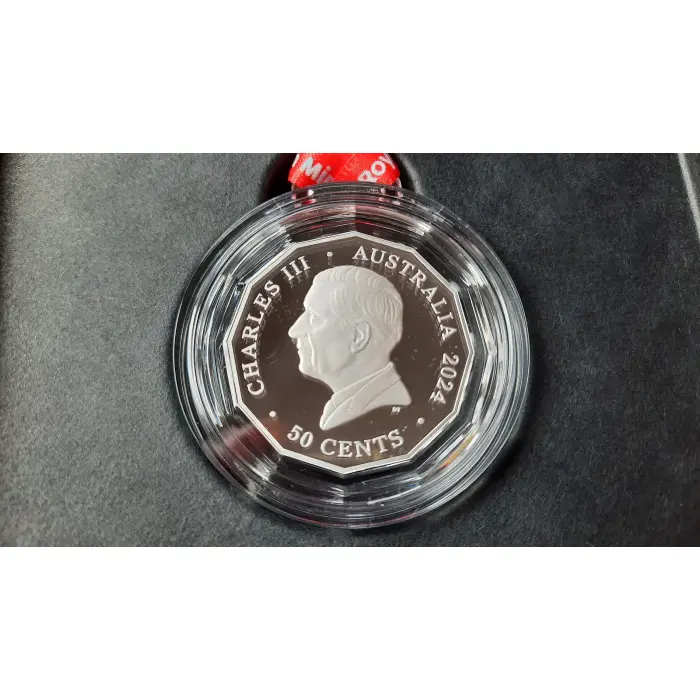 2024 Christmas Festive Florals Coloured 50c Fine Silver Proof Coin