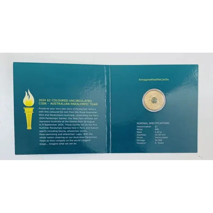 2024 Australian Olympic Team $2 Coloured Uncirculated 3 Coin & 1 Paralympic Sets