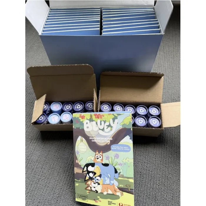 10 Sets of 2026 Bluey $2 UNC Collector Folder & 5 Coin Set in Sealed Tube