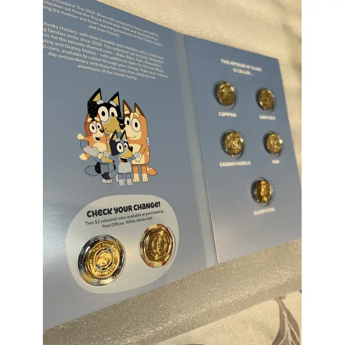 2026 Bluey folder with all seven $2 coins