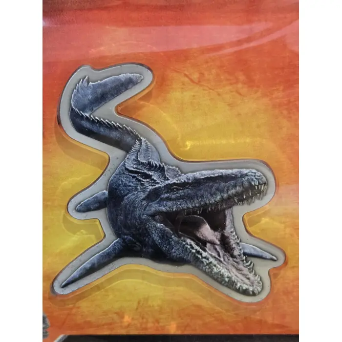 2022 Jurassic World 2oz Silver Antiqued Mosasaurus Shaped Coin